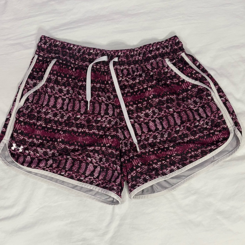 Under Armour Pink/Purple Black Women athletic shorts- size Medium